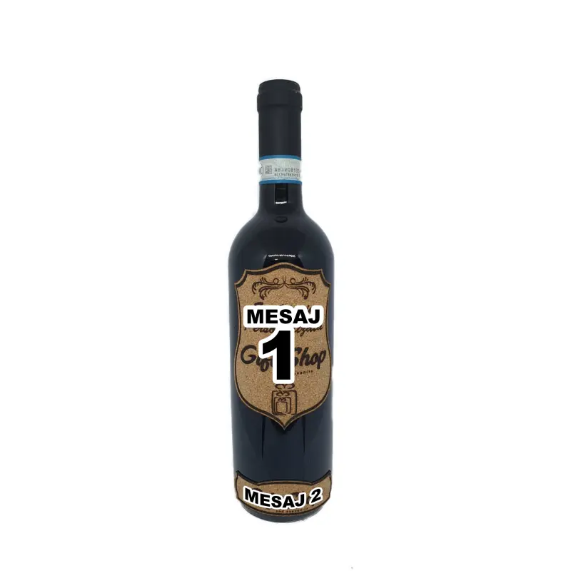 .eticheta din pluta model palos personalizata cu mesaj, vin rosu cabernet sauvignon, demisec, 750ml, 13.5% alcool